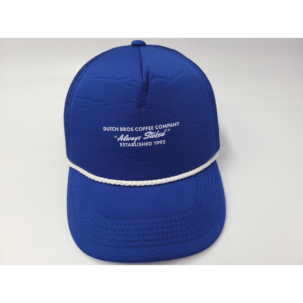 Dutch‎ Bros Coffee Company Always Stoked Rope Mesh Trucker Snapback Hat Cap Blue